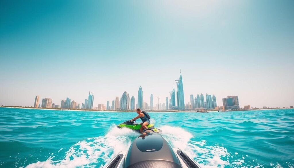 Jet skiing near Palm Jumeirah